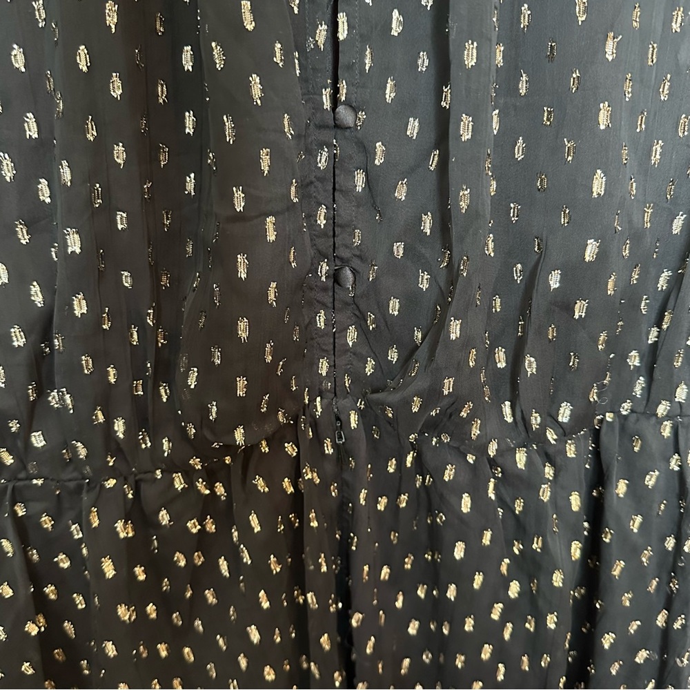 ASOS Maternity High Neck Long Sleeve Black/Gold Metallic Chiffon Mini Dress NWOT - Picture 8 of 15